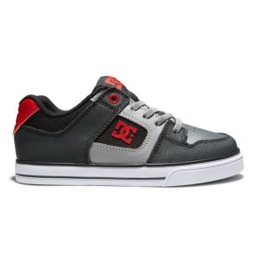 Buty Sznurowane Dziecięce DC Pure Elastic Koronkowe Czarne Szare Czerwone | 68034OPAL