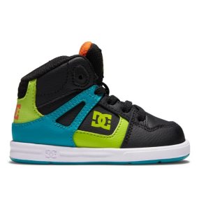 Buty Sznurowane Dziecięce DC Pure Hi High Czarne Zielone Pomarańczowe | 62371LDYN