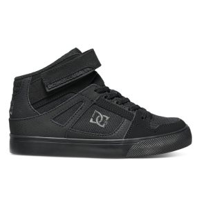 Buty Sznurowane Dziecięce DC Pure High Elastic Koronkowe High Tops Czarne Czarne Czarne | 03615FIYC