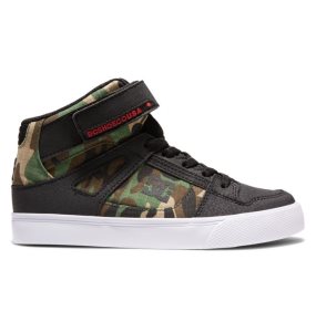 Buty Sznurowane Dziecięce DC Pure High Elastic Koronkowe High Tops Czarne Camo | 37651SLBR