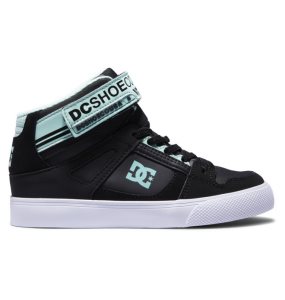 Buty Sznurowane Dziecięce DC Pure High Elastic Koronkowe High Tops Czarne Zielone | 64289UBPE