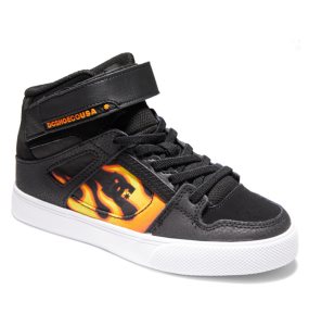 Buty Sznurowane Dziecięce DC Pure High Elastic Koronkowe High Tops Czarne | 70385ZCRU