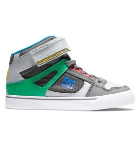 Buty Sznurowane Dziecięce DC Pure High Elastic Koronkowe High Tops Szare Zielone | 92805YNZK