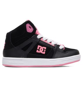 Buty Sznurowane Dziecięce DC Pure High Tops Czarne Różowe | 32685HKYG
