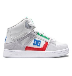 Buty Sznurowane Dziecięce DC Pure High Tops Szare Szare Zielone | 75631PVMN