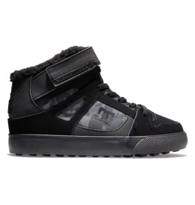 Buty Sznurowane Dziecięce DC Pure Winterized Czarne | 37902MSGK